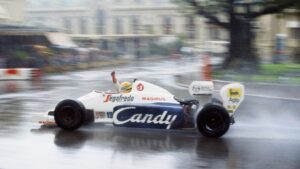 1984 Monaco F1 GP Senna driving the Toleman TG184 Hart