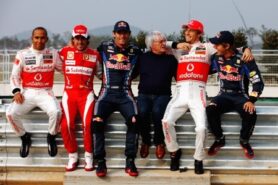 Bernie Ecclestone with drivers