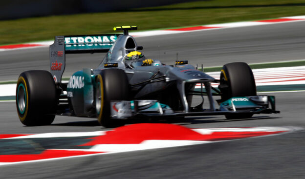 Mercedes W02 F1 Car Accelerating Fast Out of Chicane