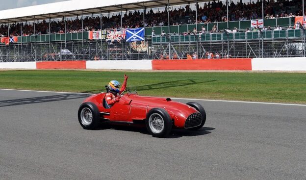 Fernando Alonso driving the first Ferrari F1 car