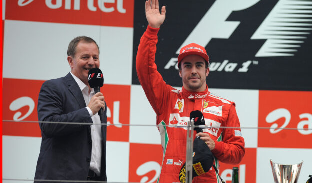 Martin Brundle Fernando Alonso podium 2012 india