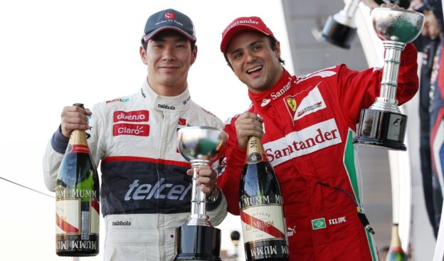 Kamui Kobayashi & Felipe Massa Podium Japan