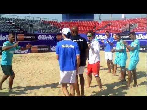 Bruno Senna testing his Football skills in Abu Dhabi