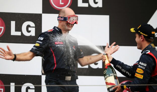 Adrian Newey Champagne Vettel Korea 2012