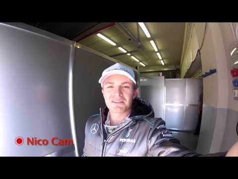 2013 Mercedes W04 F1 Car Launch: Nico filming behind the scenes