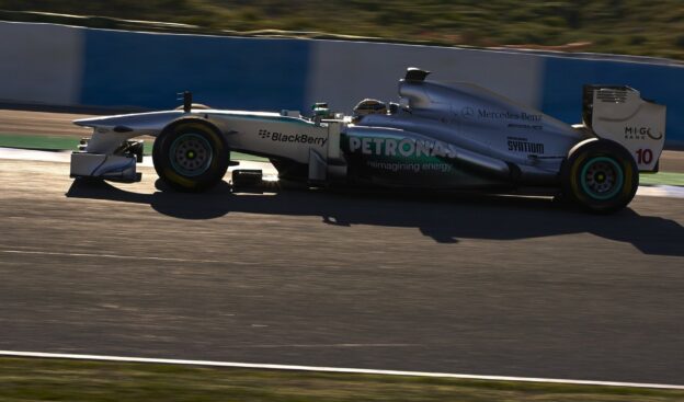 Lewis Hamilton driving the Mercedes W04 at Jerez during wintertest