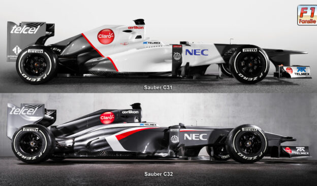 Sauber C32 side view comparison