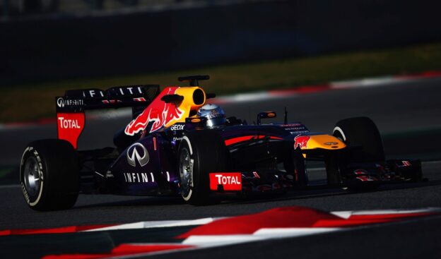 Sebastian Vettel testing Red Bull RB9 at Barcelona