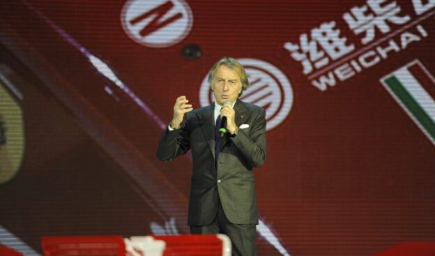 Luca di Montezemolo presenting the Ferrari F138