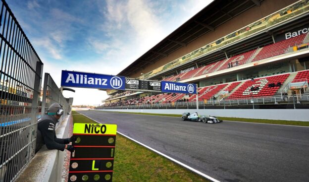 Nico Rosberg testing the Mercedes W04 at Barcelona