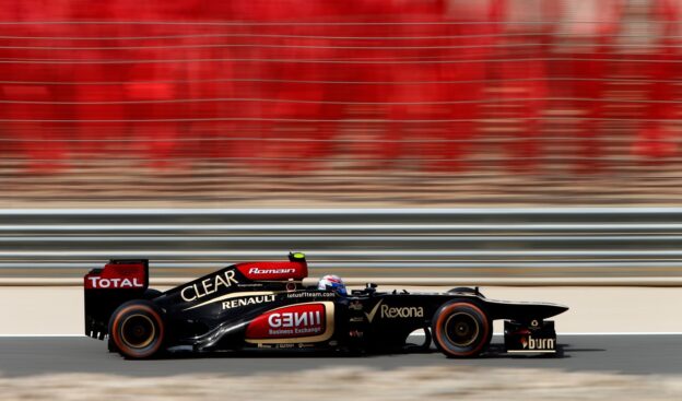 Romain Grosjean driving the new chassis Lotus E21