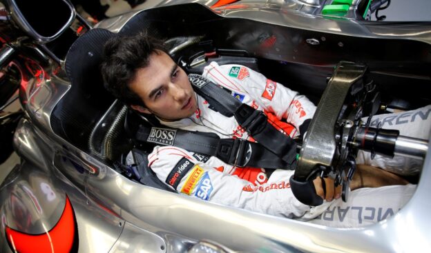 Sergio Perez in cockpit of the McLaren MP4-28