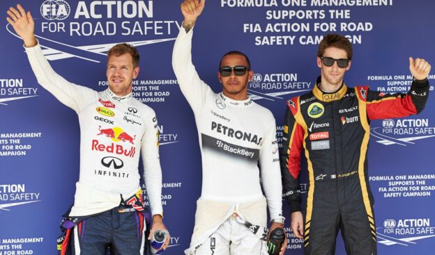 Top 3 qualifiers: 1. Hamilton 2. Vettel 3. Grosjean