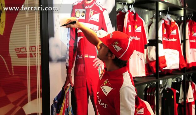 Alonso visit at the Ferrari Store in Maranello Italy