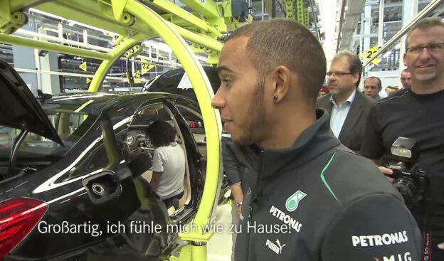 Rosberg & Hamilton visiting Mercedes factory