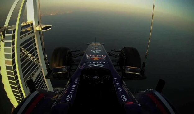 Red Bull Burj Al Arab F1 celebration - Burnouts at 210m high