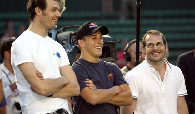 Alexander Wurz, Christian Klien and Jacques Villeneuve