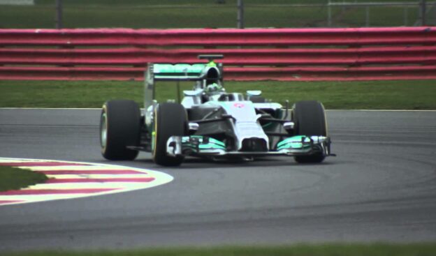 Mercedes W05 F1 car shake down Silverstone footage 2014