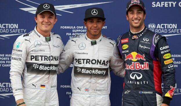 Top 3 qualifiers: 1. Hamilton 2. Rosberg 3. Ricciardo