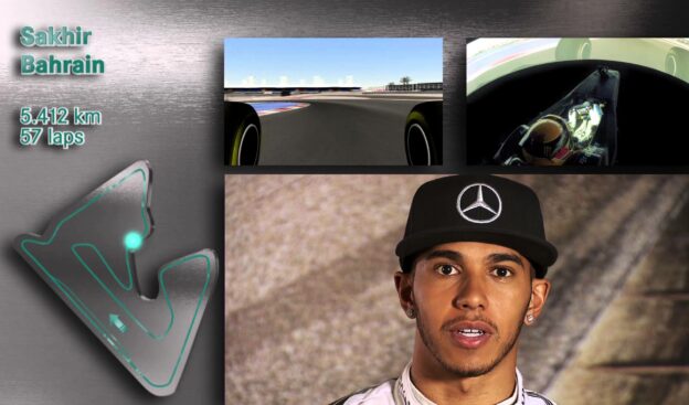 F1 simulator lap Bahrain with Hamilton 2014