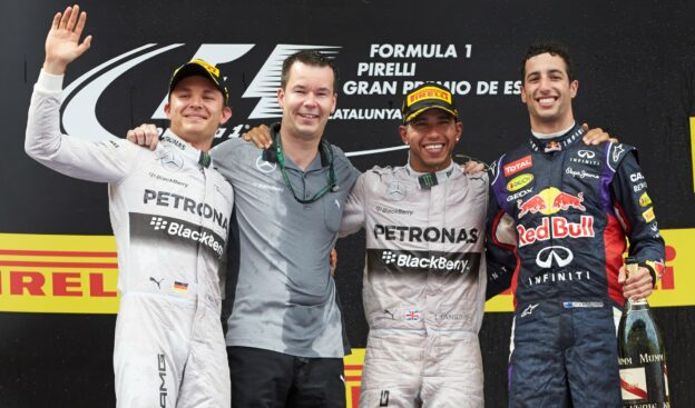 2014 Spanish podium: 1. Hamilton 2. Rosberg 3. Ricciardo