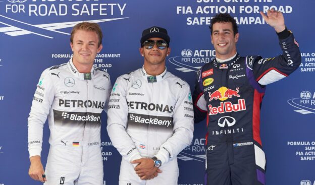 Top 3 qualifyers 2014 Spain: 1. Hamilton 2. Rosberg 3. Ricciardo