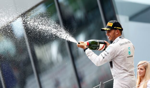 Lewis Hamilton on the podium