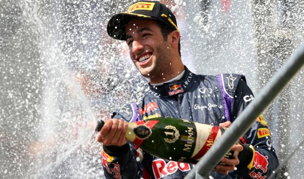 Daniel Ricciardo spraying champagne