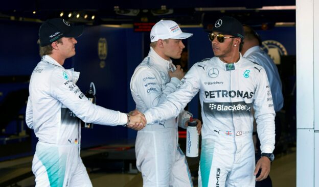 Nico Rosberg congratulates Lewis Hamilton