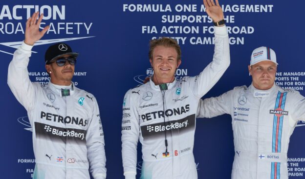 top 3 qualifiers: 1. Rosberg 2. Hamilton 3. Bottas