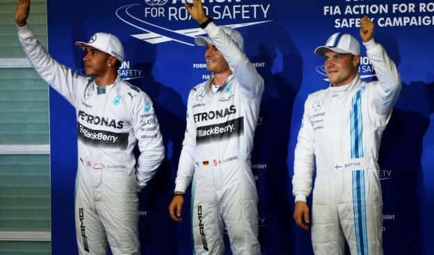 2014 top 3 qualifiers: 1. Rosberg 2. Hamilton 3. Bottas