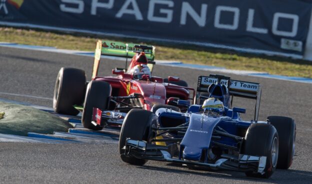 Marcus Ericsson and Sebastian Vettel test their new cars.