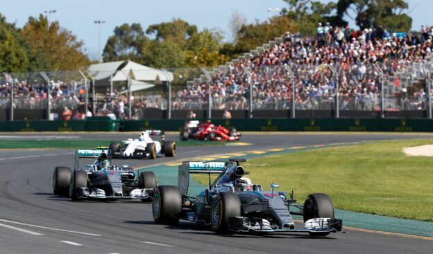 Nico Rosberg & Lewis Hamilton leading