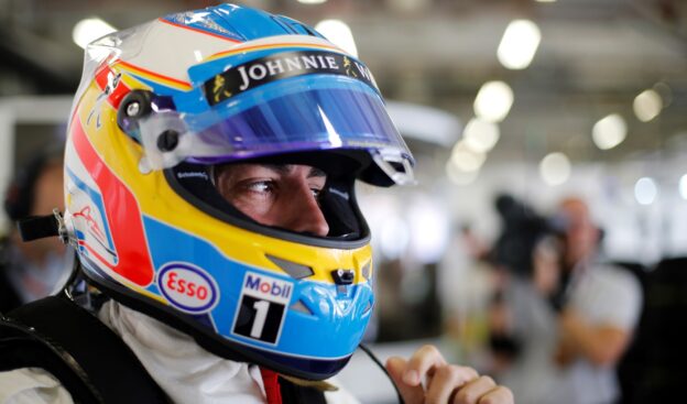 Fernando Alonso in the garage