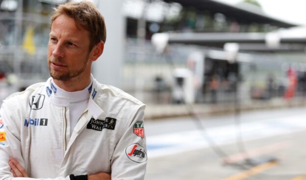 Jenson Button in the pitlane.