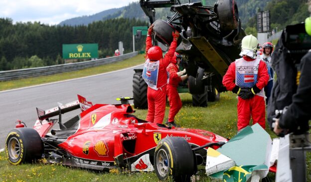 Crashed Ferrari of Raikkonen