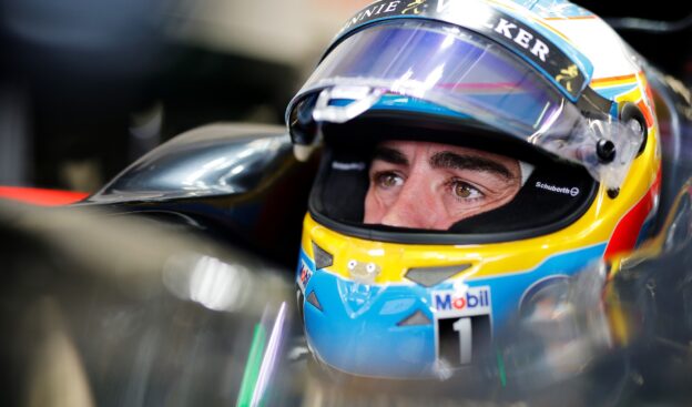 Fernando Alonso in the garage