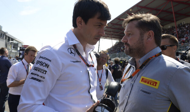 Toto Wolff (Mercedes) & Paul Hembery (Pirelli)