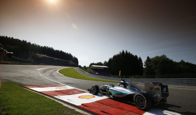 Lewis Hamilton in Au Rouge at Spa in his Mercedes W06