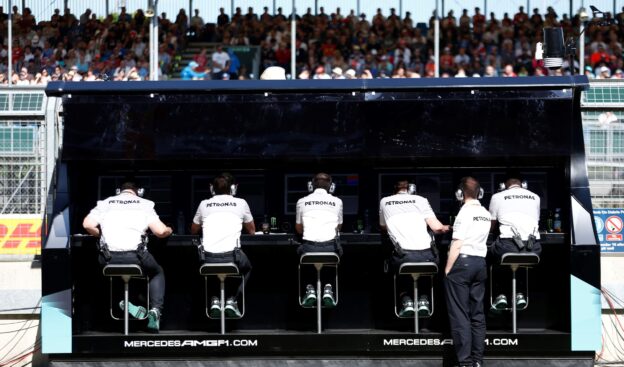 Mercedes pit wall