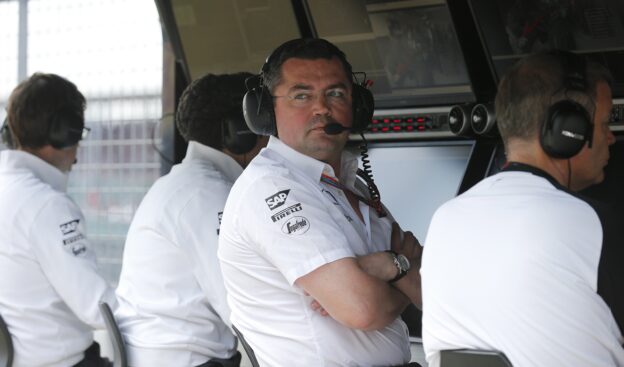 Eric Boullier on the pit wall.