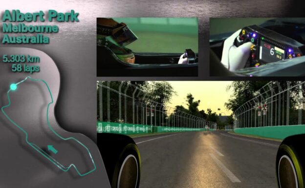 Virtual lap Albert Park in Mercedes F1 simulator with Hamilton