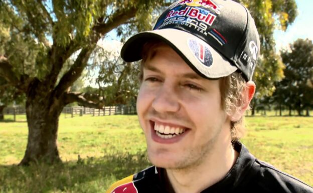 F1 champion Sebastian Vettel shears sheep - Australia