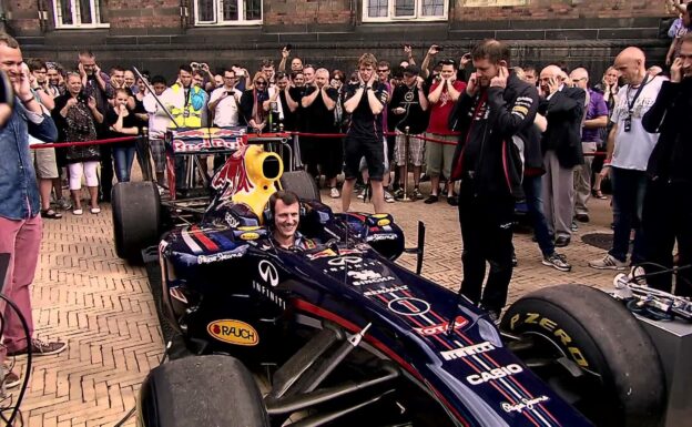 David Coulthard And The Red Bull Running Showcar Do Denmark