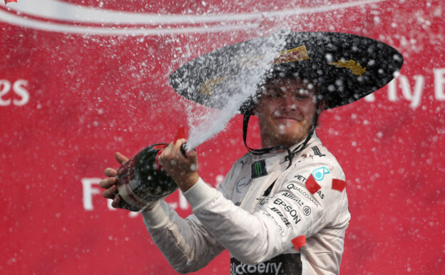 Rosberg celebrates his 2015 Meixan F1 GP win