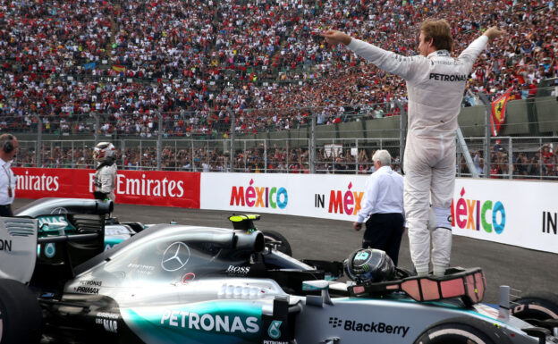 Rosberg celebrates his 2015 Meixan F1 GP win