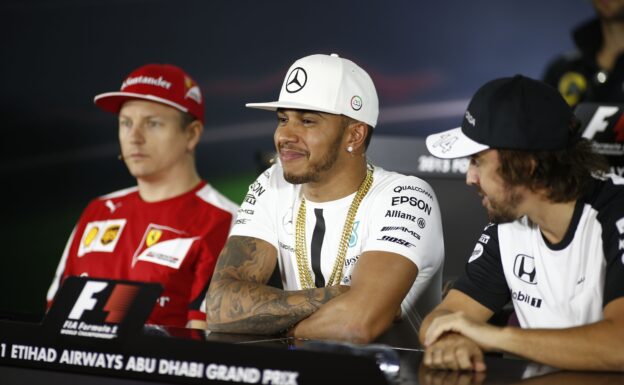 Kimi Raikkonen, Lewis Hamilton and Fernando Alonso