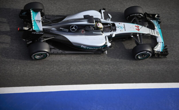 Lewis Hamilton driving the Mercedes W07