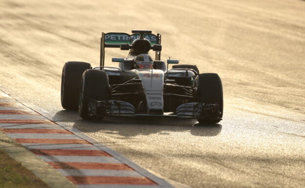 Lewis Hamilton driviing the Mercedes W07