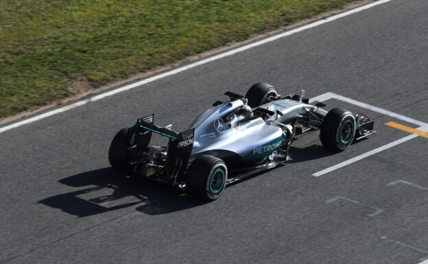 Lewis Hamilton driving the Mercedes W07